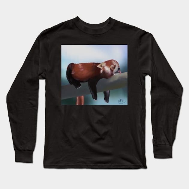 Sleeping Red Panda Long Sleeve T-Shirt by Acemations